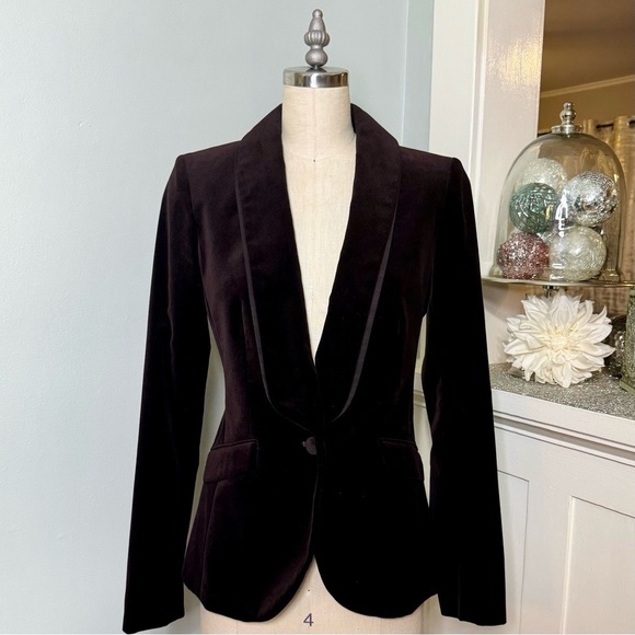 Ann Taylor LOFT Velvet Blazer Jacket One Button Size 0 - Picture 2 of 12